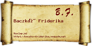Baczkó Friderika névjegykártya